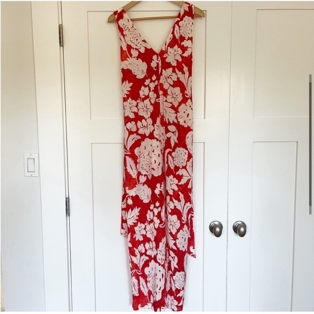 Mango Red Floral Wide-Leg Jumpsuit | Summer Vacation Resort Chic | Size M - Picture 5 of 11
